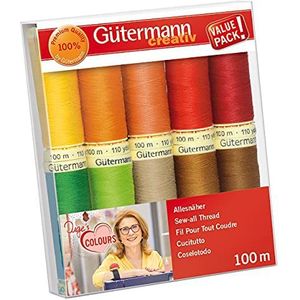 Gutermann Creativ Allesnaaigaren - Set van 10 spoelen van 100 m, 100% polyester, hand- en machinaal naaien, universeel, Inge-kleuren