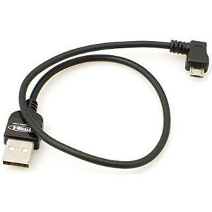 System-S Micro USB 2.0 kabel hoek 90 graden hoekstekker (links/mannelijk) adapter datakabel en oplaadkabel 30 cm