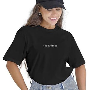 Ginger Ray Dames zwart geborduurd 'Team Bride' T-Shirt Hen Party Top Maat: 14-16