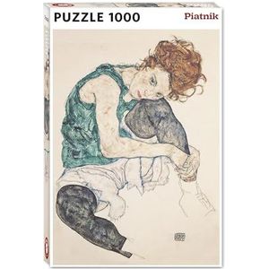 Piatnik 570643 1000 stukjes puzzel spele-zittende vrouw met verhoogde knie, kleurrijk