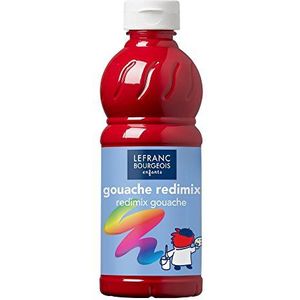 Lefranc Bourgeois 188006 Redimix plakkaatverf, Tempera kinderverf, gebruiksklare gouacheverf, 500 ml fles - Primary Red
