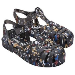 melissa Mini Possession Print Mickey and Friends BB platte sandalen voor meisjes, Zwart, 21 EU