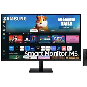 SAMSUNG Smart Monitor M5 zwart – 27 inch – VA, FHD (1920 x 1080), 60 Hz, 4 ms, kantelbaar, 2 x HDMI (1.4), 2 x USB-A, Smart TV, Gaming Hub, LS27DM500EUXEN