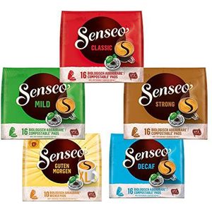 Senseo Pads, probeerbox met 5 soorten, 74 koffiepads UTZ-gecertificeerd, 5-delig veelzijdig pakket
