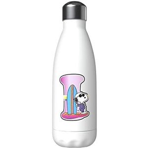 Snoopy - roestvrijstalen waterfles, hermetische sluiting, met veelkleurig Letter I-ontwerp, 550 ml, witte kleur, officieel product (CyP Brands)
