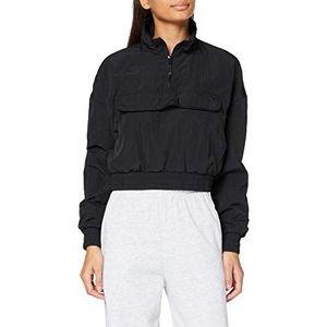 Urban Classics Cropped Crinkle Nylon Pull Over Jacket Windbreaker voor dames, zwart, XXL