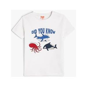 Koton Babyboys Katoenen T-shirt met korte mouwen en ronde hals, ecru(010), 12-18 Maanden