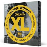 D'Addario Gitaar Snaren - XL Nickel Wound Elektrische Gitaar Snaren - EXL125-3D - Bright Tone, Perfect Intonation - Super Light Top/Regular Bottom, 9-46, 3-Pack
