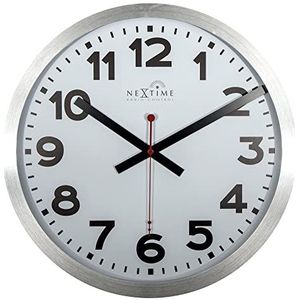 Wandklok NeXtime dia. 35 cm, aluminium, wit, 'Station' Radio Controlled (DCF) NE-3999ARRC