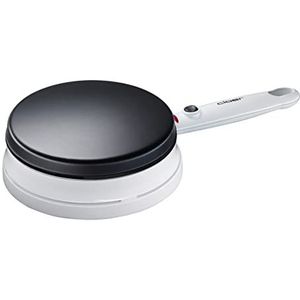 Cloer 677 Crêpes-Maker-Cordless voor vliesdunne crepes, 700 W, met bijbehorende beslagbak, Bakoppervlak: 18,5 cm, wit