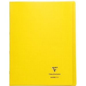 Clairefontaine 984606C - Koverbook notitieboek - 48 pagina's, 24 x 32 cm, 90 g - geruit met rand marge - Geel hoes van transparant polypropyleen