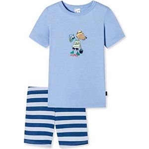Schiesser Pyjamaset voor jongens, korte pyjama, 100% biologisch katoen, maat 92 tot 140, Lichtblauw gestreept 179028, 98 cm