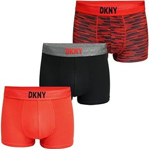 DKNY Boxershorts voor heren (verpakking van 3), Naperville - Zwart/Print/Rood, S