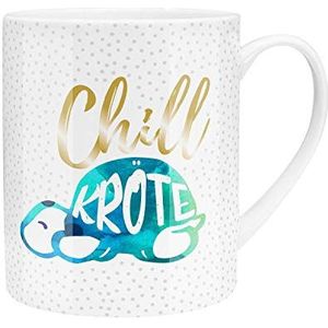 GRUSS & CO XL-mok motief ""Chillkröte"" | Grote mok van porselein, jumbo-mok, 60 cl, mok met spreuk | cadeau, vriend, vriendin | 45757