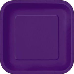 Unique 33040EU Milieuvriendelijke vierkante kartonnen borden - 18 cm - dieppaarse kleur - 16 (1 stuk), Deep Purple