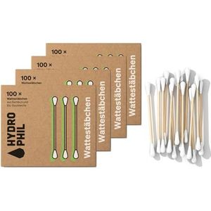 Hydrophil Wattenstaafjes van bamboe, 400 stuks, duurzame oorreiniger zonder plastic, duurzame reinigingsstaafjes voor het verwijderen van oorsmeer en oorreiniging, alternatief voor Q Tips