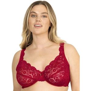Smart & Sexy Women's Plus Size Signature Lace Unlined Underwire Bra with Added Support, No No Red, 40C