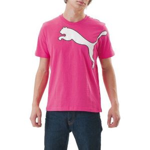 Puma Heren Large Logo Graphic Tee T-Shirt Multisport Fuchsia Pink L