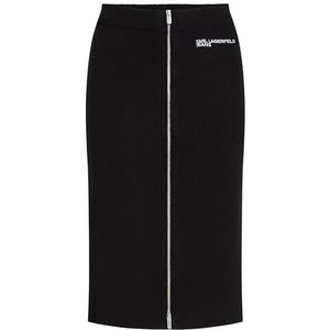 Karl Lagerfeld Jeans, Dames, Gebreide Midi Rok, Bodycon Fit, Zwart, XS