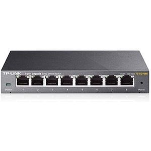 8-poorts gigabit switch, geavanceerd beheer, compatibel met VLAN, QoS en bewaking, ideaal voor zakelijke en thuisnetwerken.