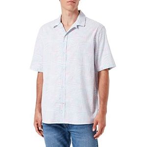 TOM TAILOR Uomini Resort overhemd met print 1031054, 29638 - Coral Mint Big Leaf Design, XS