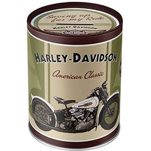 Nostalgic-Art Retro Spaarpot, Harley-Davidson – Knucklehead – Geschenkidee voor motorfans, Spaarvarken in metaal, Vintage Spaarblik, 1 l