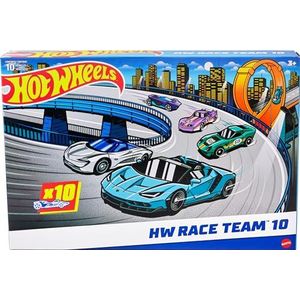 Hot Wheels Speelgoedauto's, set van 10 raceauto's in schaal 1:64, waaronder Corvette, Lamborghini, McLaren en originele Hot Wheels, HYM96
