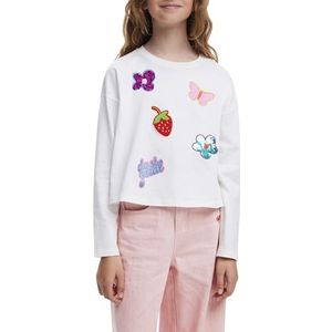 Desigual - T-shirt - Effen - Langarm - Met Vormapplicaties - Katoen