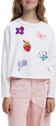 Desigual - T-shirt - Effen - Langarm - Met Vormapplicaties - Katoen