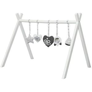 roba Baby speelboog van hout volgens Montessori - Baby gym met hanger Rock Star Baby 3 - Activity Center & speeltrapeze vanaf 3 maanden - wit