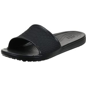 Crocs Sloane Snake Low Slide Sandaal voor dames, Zwart, 34/35 EU