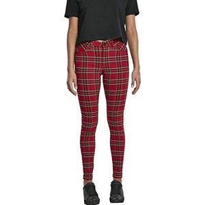 Urban Classics Skinny tartan broek voor dames, Veelkleurig (Rood/Blk 00200), 56