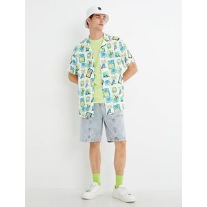 Koton Heren Bermuda Pocket Seam Detail Cotton Jean Shorts, Light Indigo (600), 33