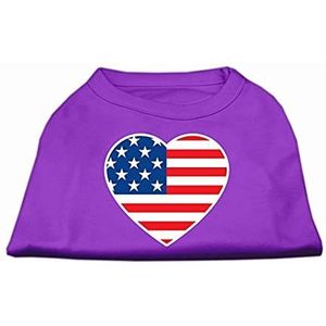 Mirage Amerikaanse vlag hart zeefdruk shirt, X-Small, paars