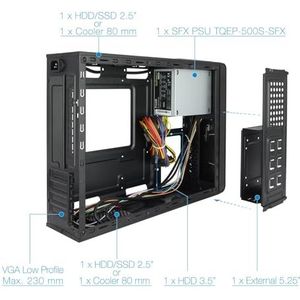 De TQC-3005U3 Box is een slanke MATX-tower met een 500 W voeding, ideaal voor compacte configuraties die energie-efficiëntie en geoptimaliseerde ruimte vereisen.