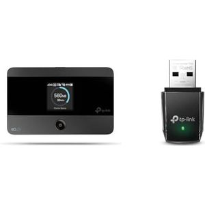 TP-Link 150 Mbps 4G LTE Mifi-router, Portable Travel Wifi, SD-kaart tot 32G, (M7350) & TP-Link AC1300 Mini Wifi MU-MIMO USB 3.0-adapter, Dual Band, Windows 11/10/8.1/8/7/XP, Mac OS X (Archer T3U)