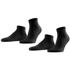 FALKE Heren Korte sokken Happy 2-Pack M SN Katoen Kort eenkleurig Multipack 2 Paar, Zwart (Black 3000), 39-42