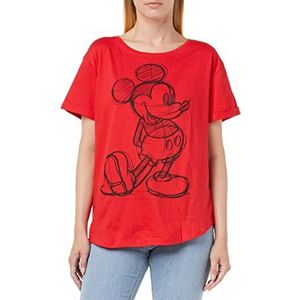 Disney Mickey Mouse Sketch T-shirt voor dames, Rood, 42