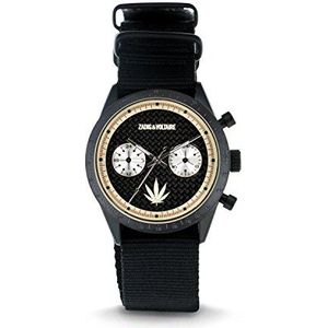 Zadig & Voltaire Elegant horloge ZVM125, Zwarte armband/zwarte wijzerplaat met blad, armband