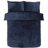 Sleepdown Wafel Teddy Fleece Marineblauw Warm en Gezellig Omkeerbaar Zacht Dekbedovertrek Quilt Beddengoed Set Met Kussenslopen - Dubbel (200cm x 200cm), 5056242753964