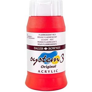 Daler Rowney System 3 - acrylverf, 500 ml, fluorescerend rood