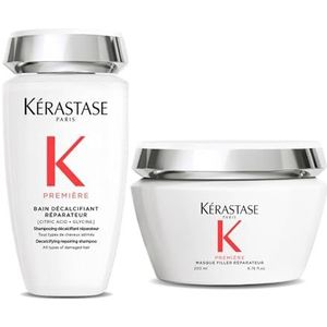 Kérastase, Herstellende routine voor beschadigd haar, Set met Shampoo en Masker, Herstellend & Versterkend, Citroenzuur & Glycine, Voor overbewerkt & beschadigd haar, Première
