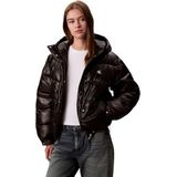 Calvin Klein - High Shine Hooded Puffer Jacket - Dames - Zwart - Polyester