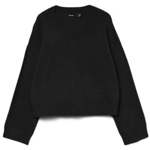 VERO MODA Vmgold Art Ls V-Neck Pullover, zwart, XS