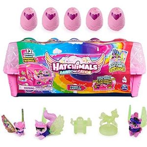 HATCHIMALS CollEGGtibles, regenboogkation wolf, familiekarton, met verrassingsspeelset, 10 personages, 2 accessoires, kinderspeelgoed voor meisjes vanaf 5 jaar