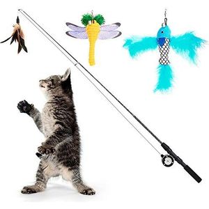 Pawaboo - Speelplumeau - Interactief Dierenspeelgoed - 3 Stuks - Telescopische Hengel
