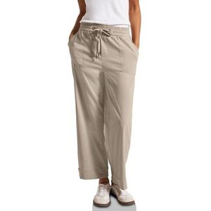 Street One - Casual Broek - Beige - Dames - High Waist - Straight Legs