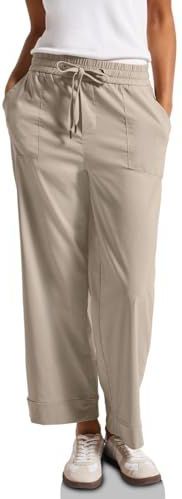 Street One - Casual Broek - Beige - Dames - High Waist - Straight Legs