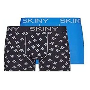 Skiny Heren Cotton Multipack boxershorts, Nightblue Ethno Selection, Regular (verpakking van 2), Nightblue Ethno Selection, S