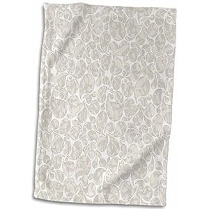3dRose"" lichtgrijze Paisley handdoek, wit, 15 x 22-inch